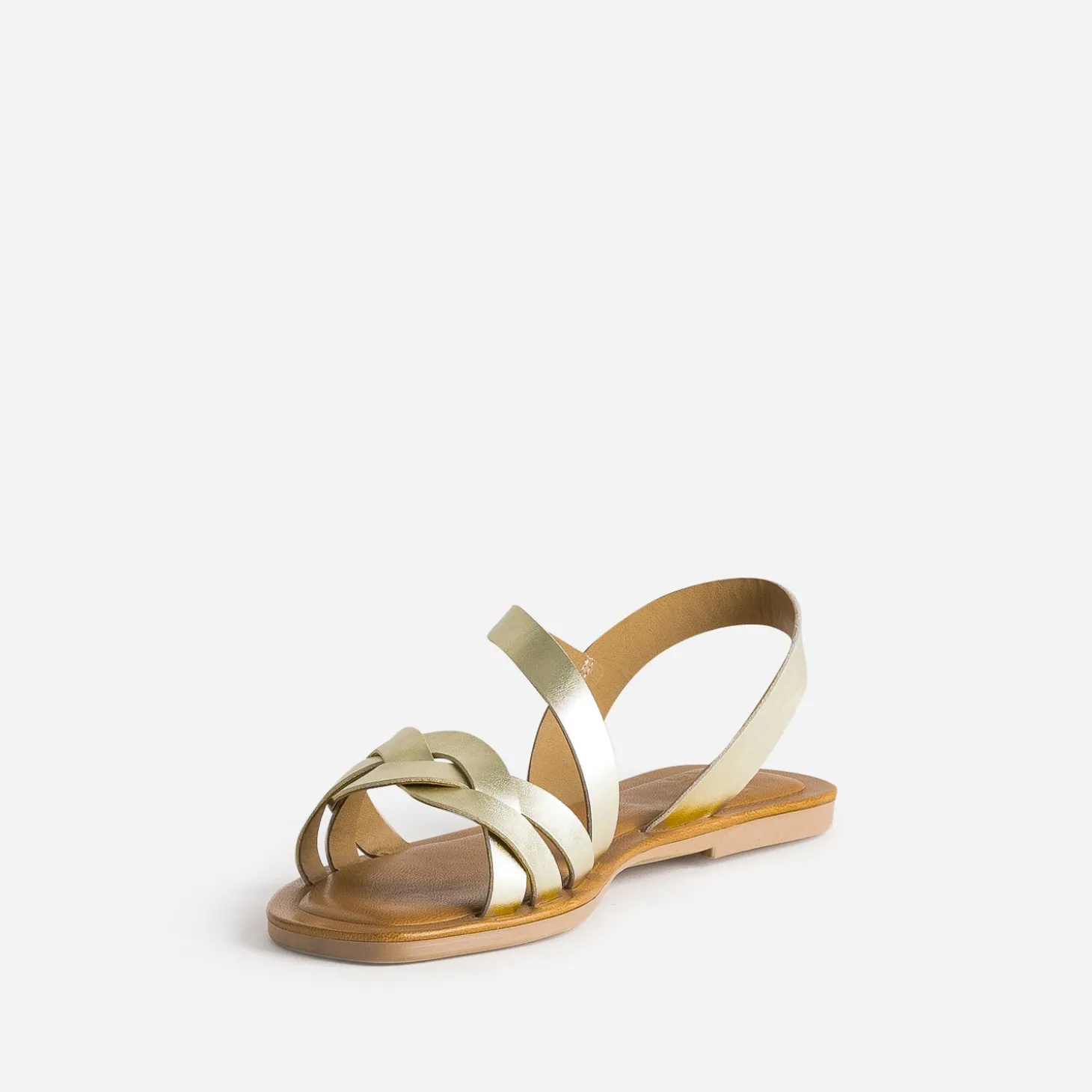 Sandale dorée en cuir