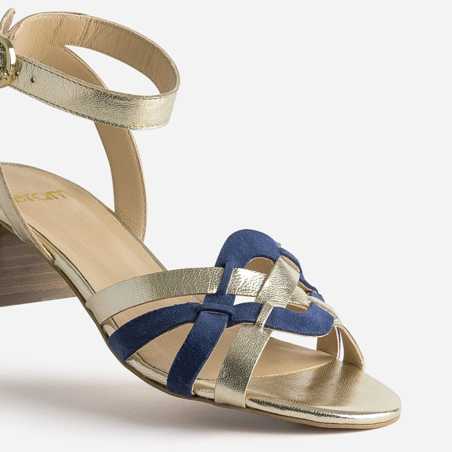 Sandale dorée et bleu roi bi-matière