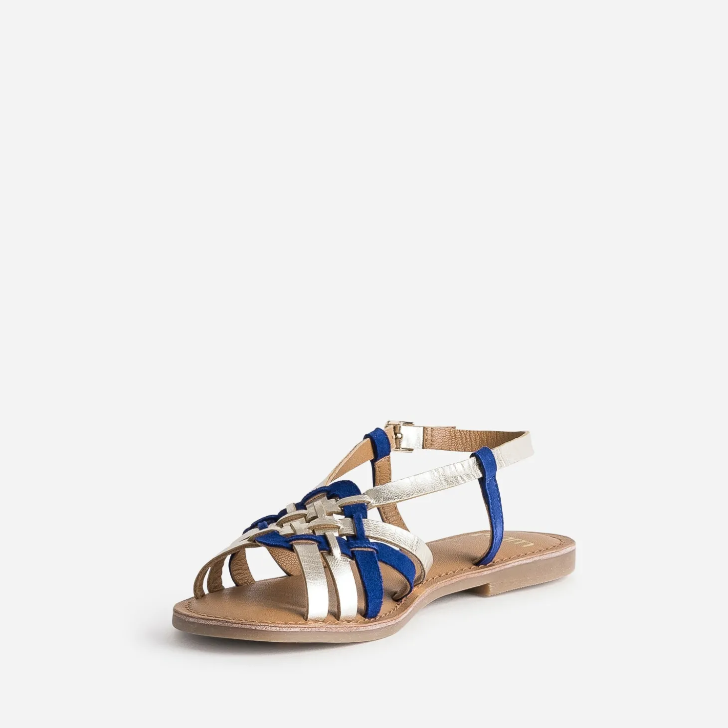 Sandale dorée et marine en cuir