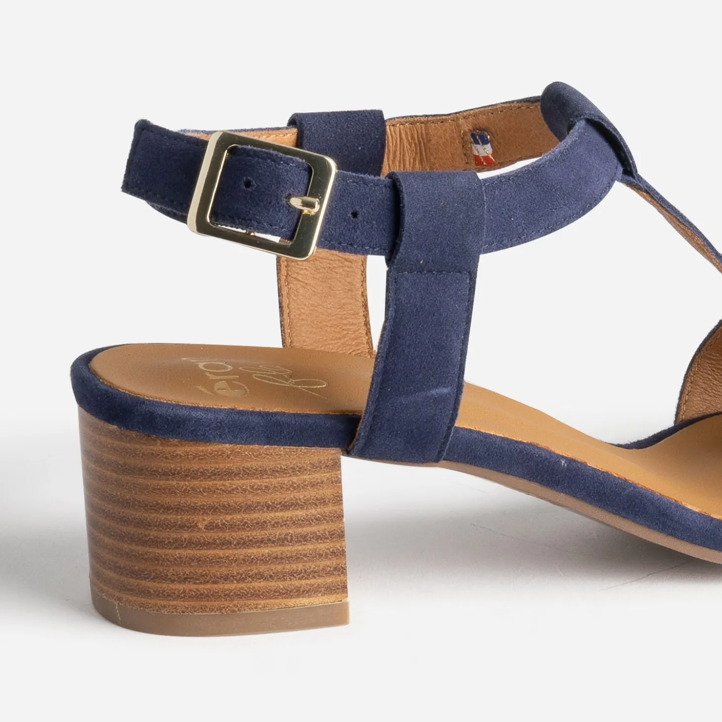 Sandale ERAM FLEX marine en cuir velours