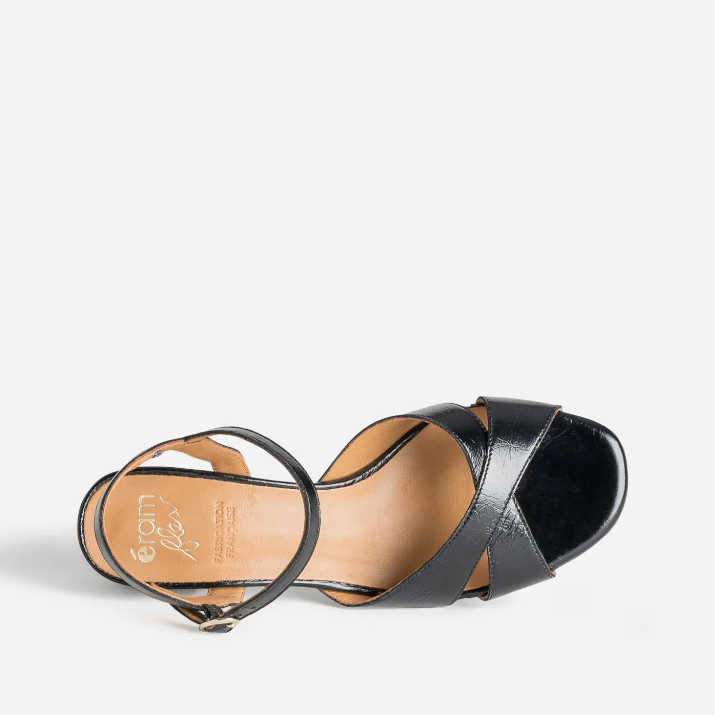 Sandale ERAM FLEX noir cuir verni
