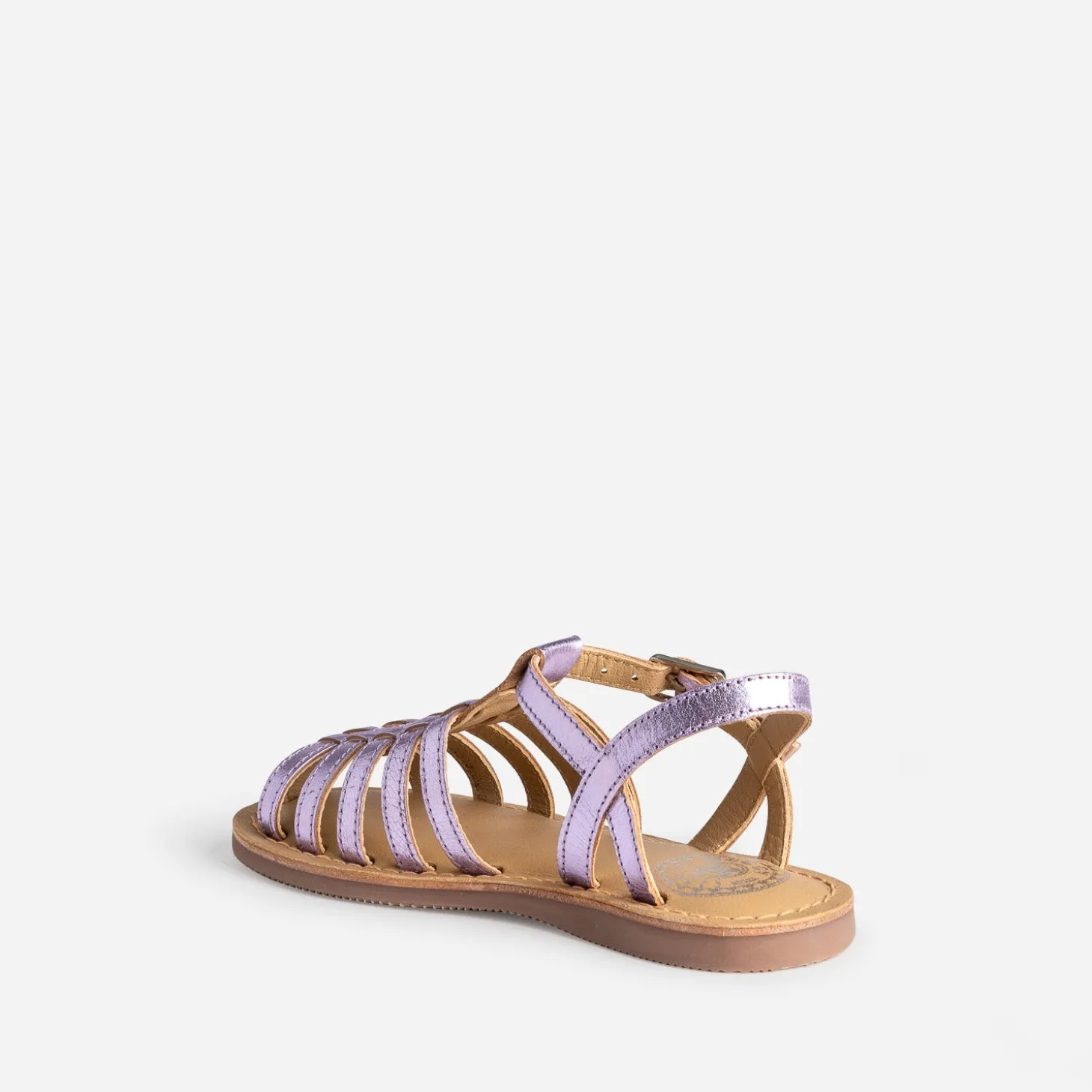 Sandale fille BUGGY en cuir lilas métallisé