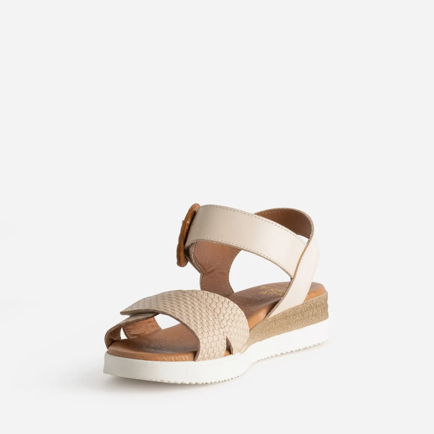 Sandale FRANCE ARNO beige cuir embossé