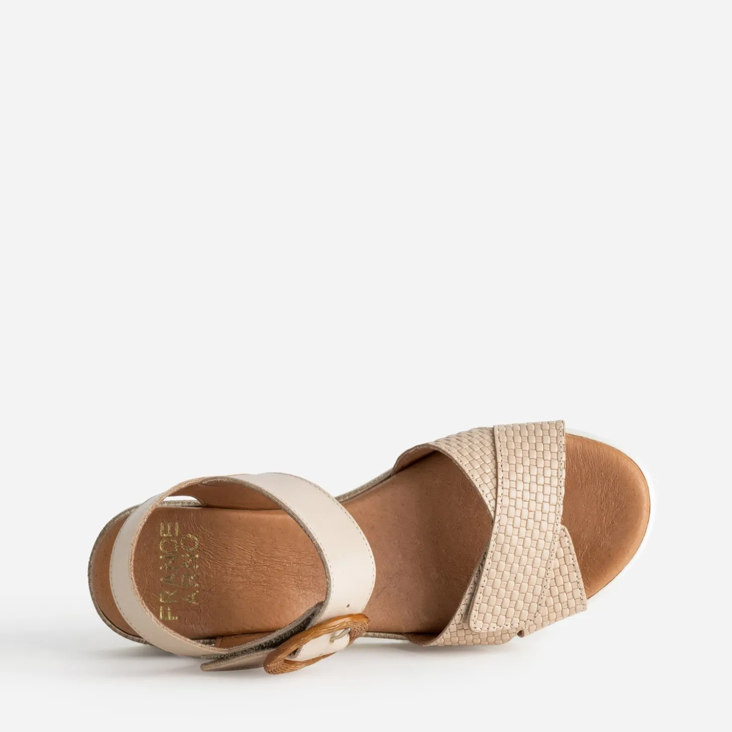 Sandale FRANCE ARNO beige cuir embossé