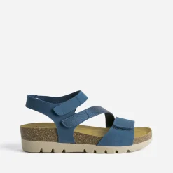 Sandale FRANCE ARNO bleue cuir nubuck