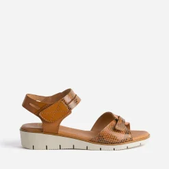 Sandale FRANCE ARNO cognac et effet python cuir