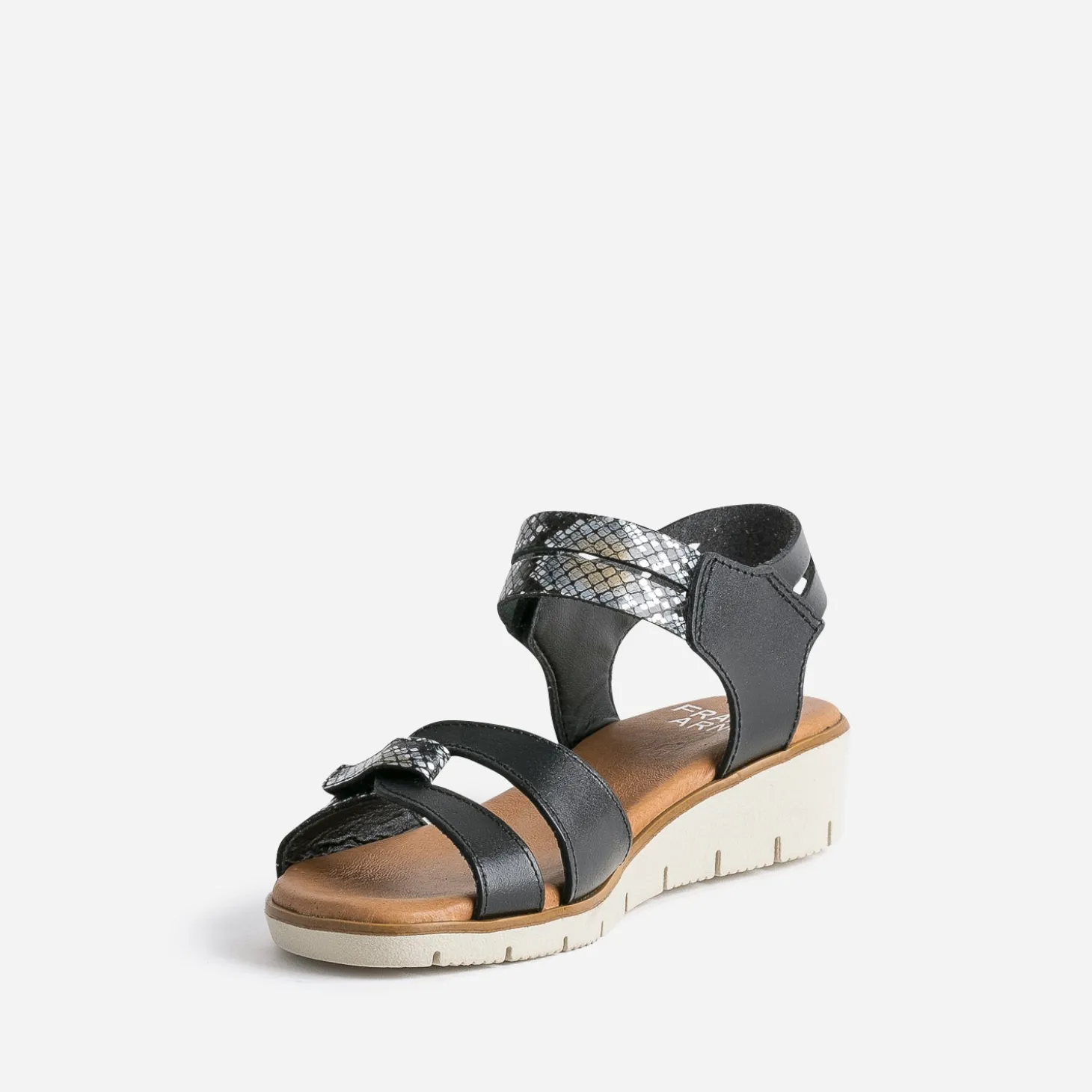 Sandale FRANCE ARNO noire cuir effet python