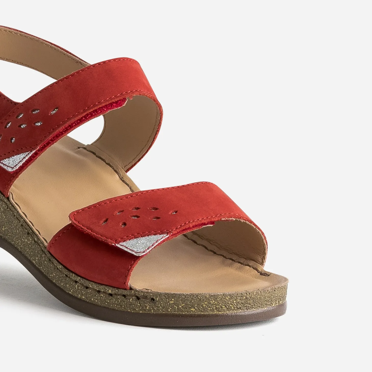 Sandale FRANCE ARNO rouge cuir nubuck