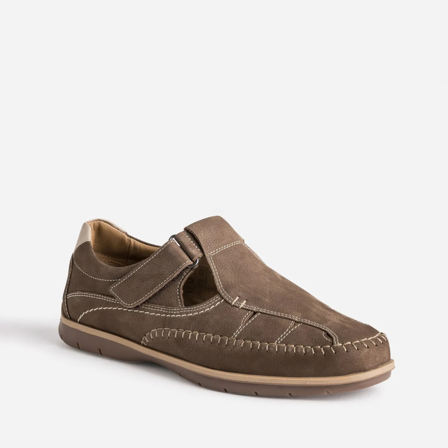 Sandale FRANCE ARNO taupe en cuir nubuck