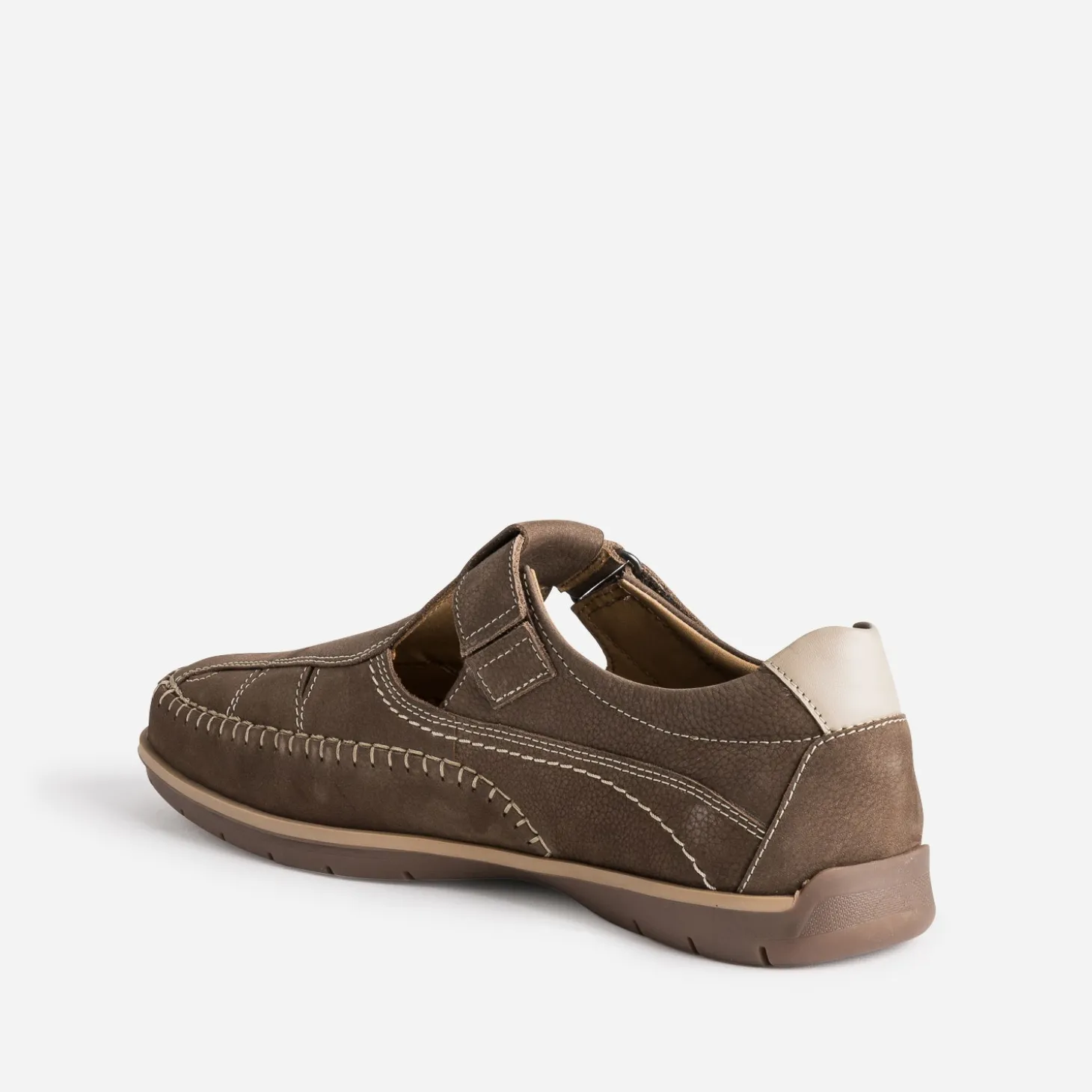 Sandale FRANCE ARNO taupe en cuir nubuck