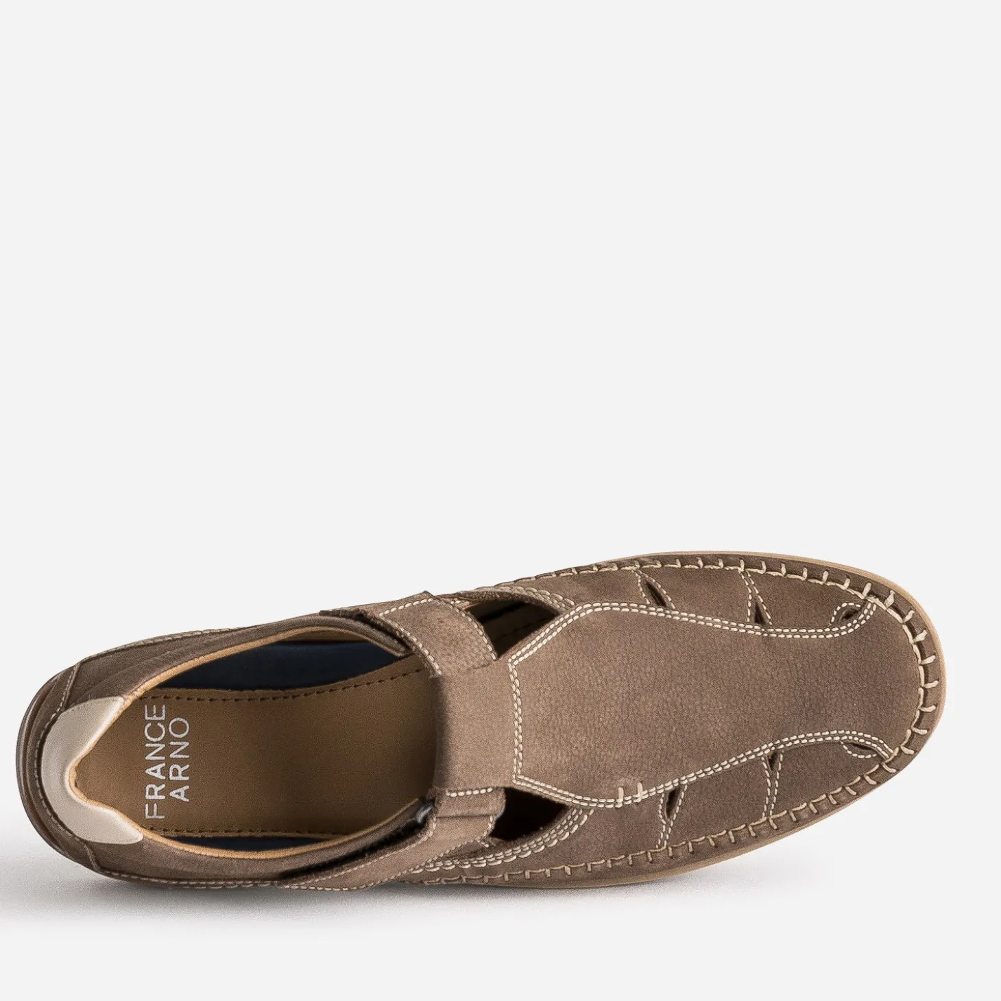 Sandale FRANCE ARNO taupe en cuir nubuck