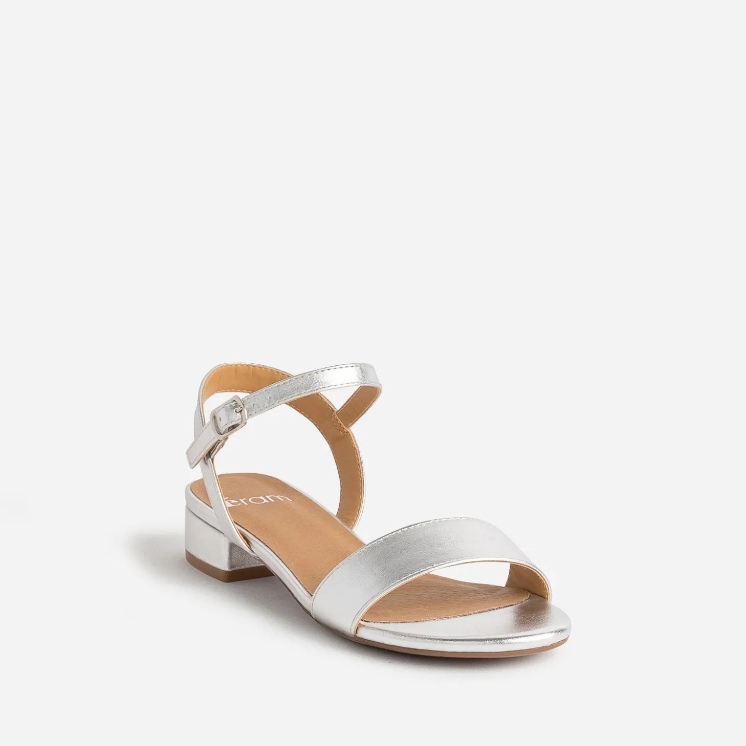Sandale gris argent à petit talon