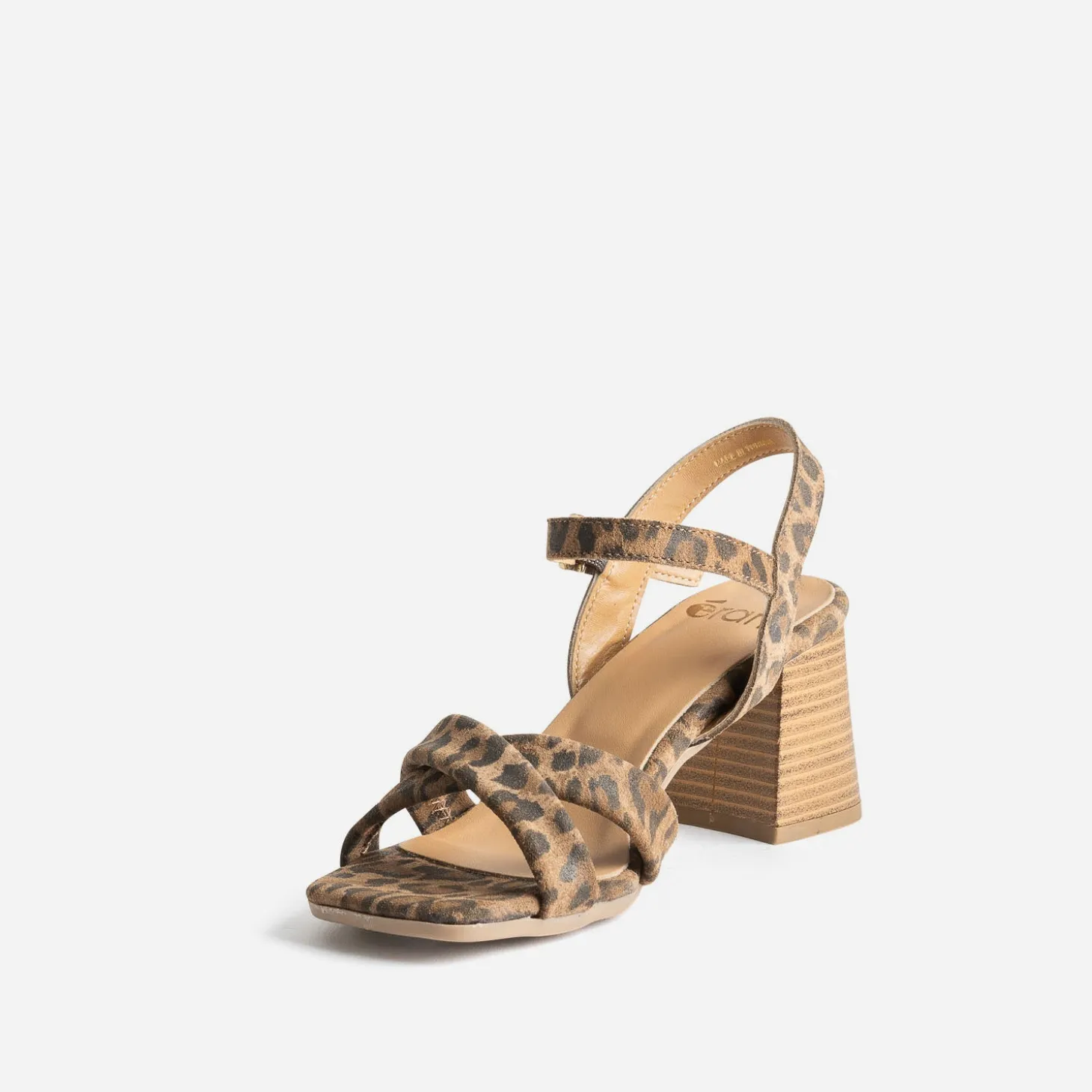 Sandale léopard cuir velours à talon