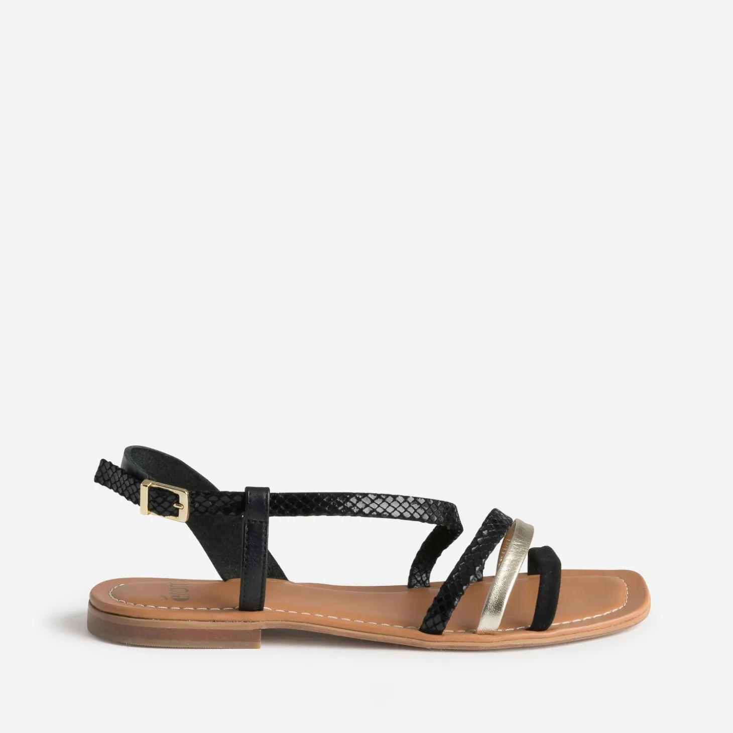 Sandale noir et doré cuir velours