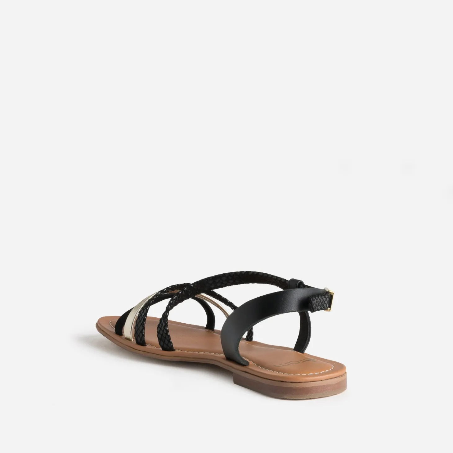 Sandale noir et doré cuir velours