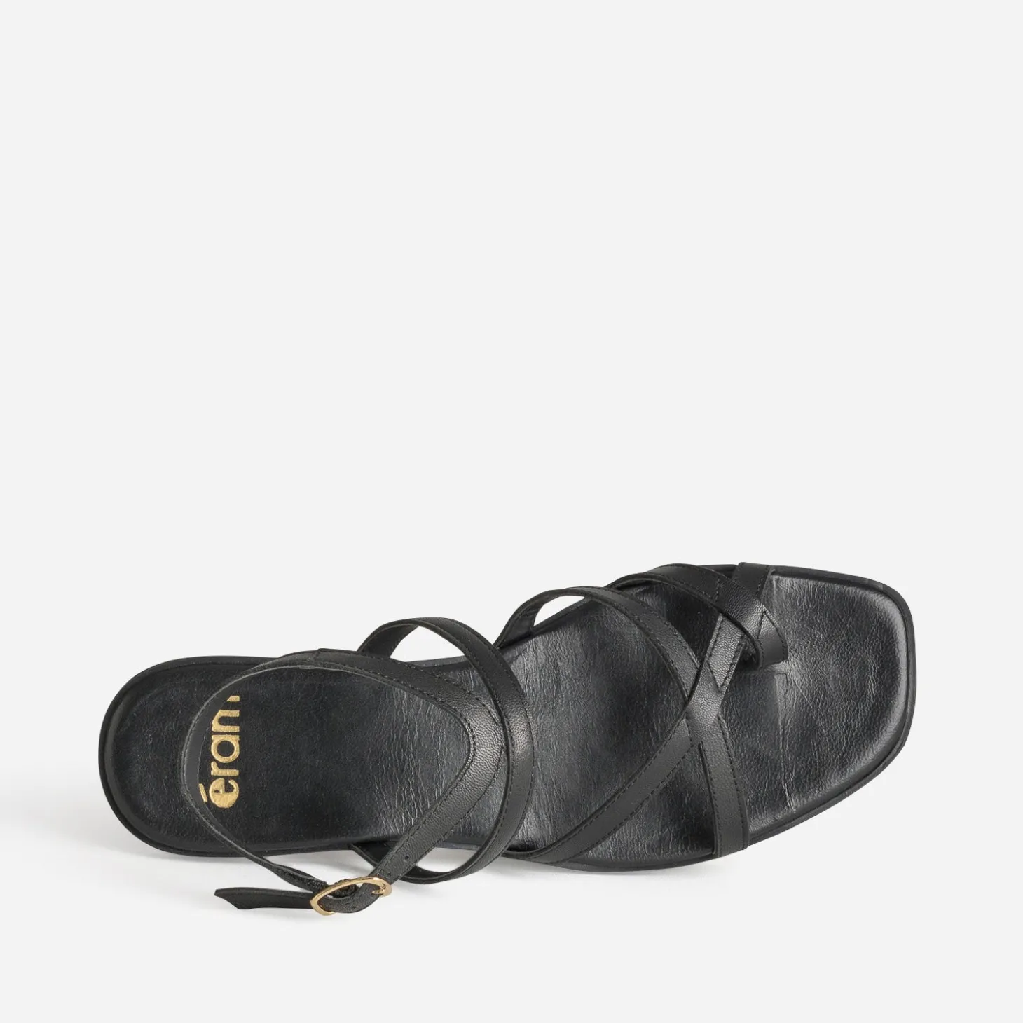 Sandale noire cuir entre-doigt