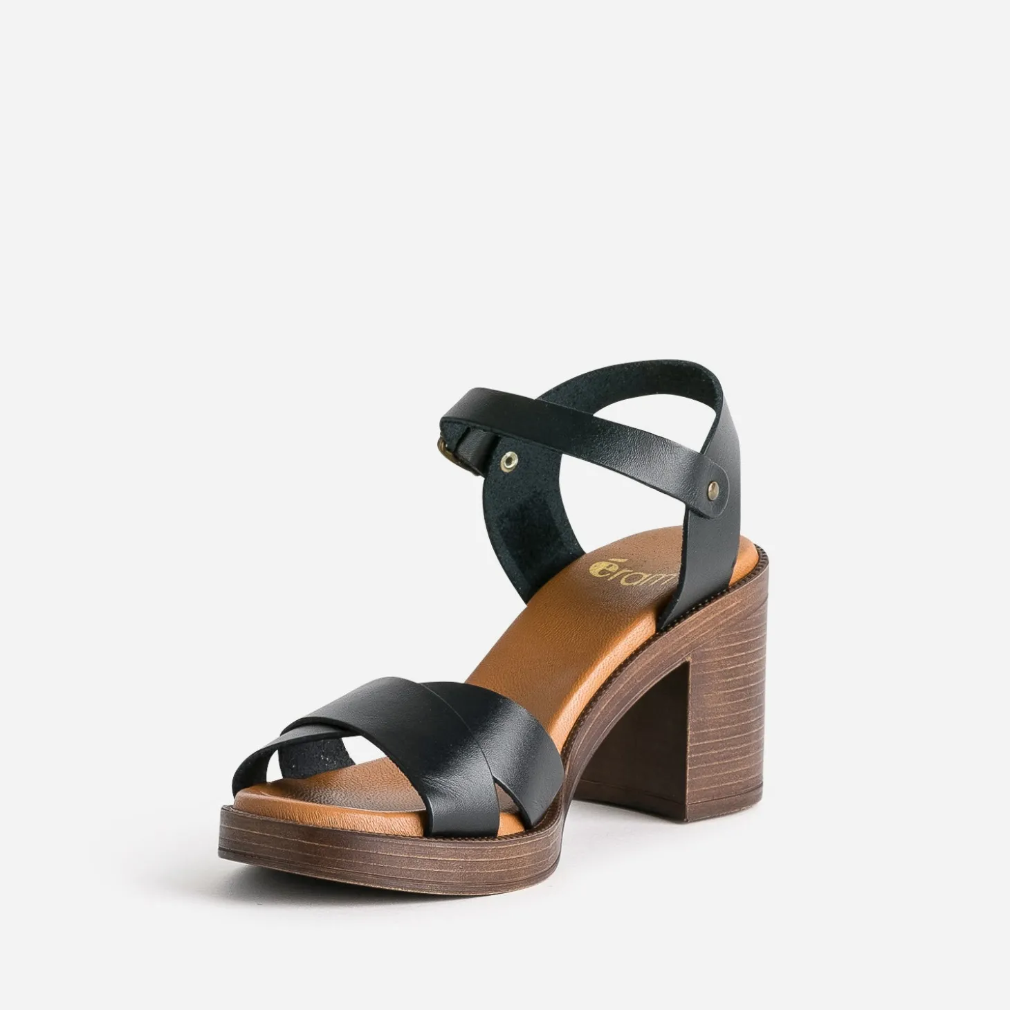 Sandale noire en cuir éco-conçu