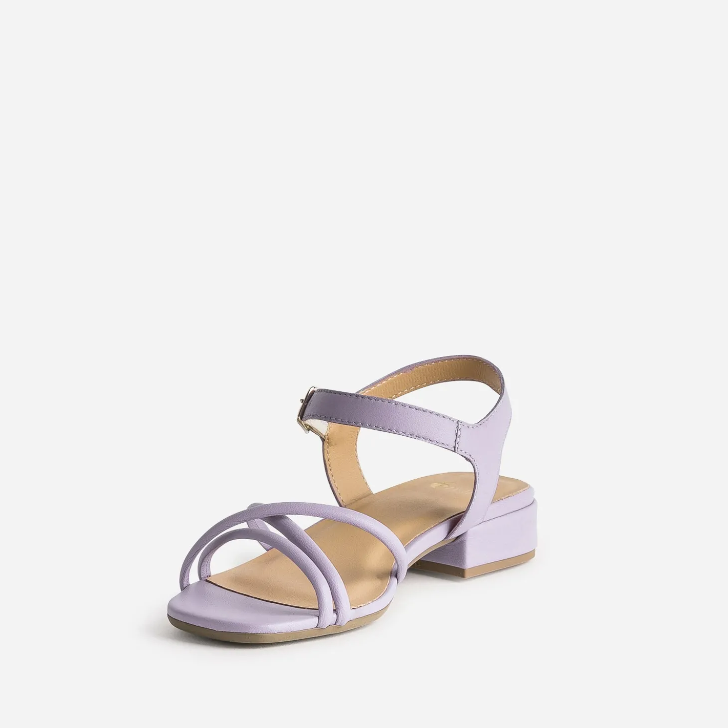 Sandale plate lilas en cuir