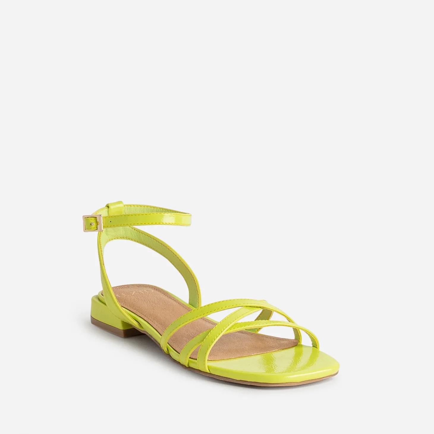 Sandale plate TEXTO lime verni