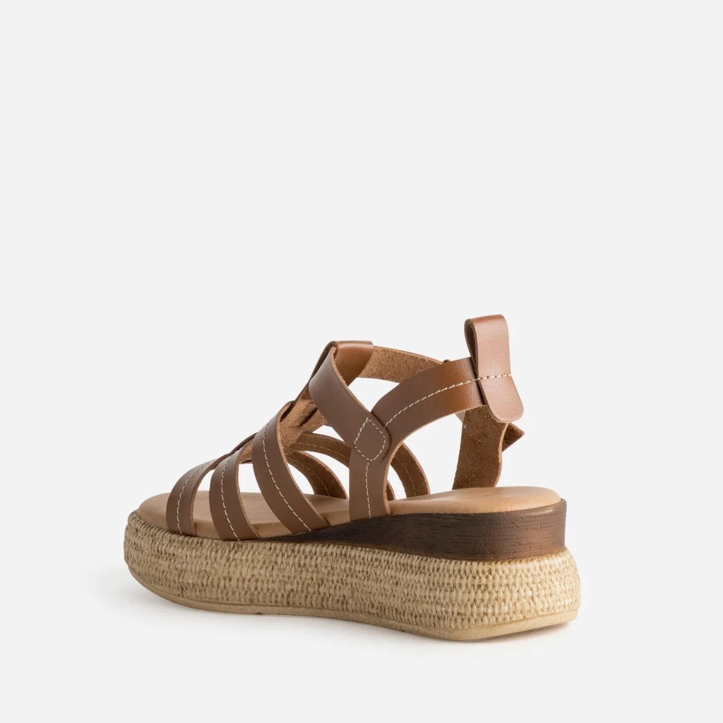 Sandale plateforme TEXTO camel cuir