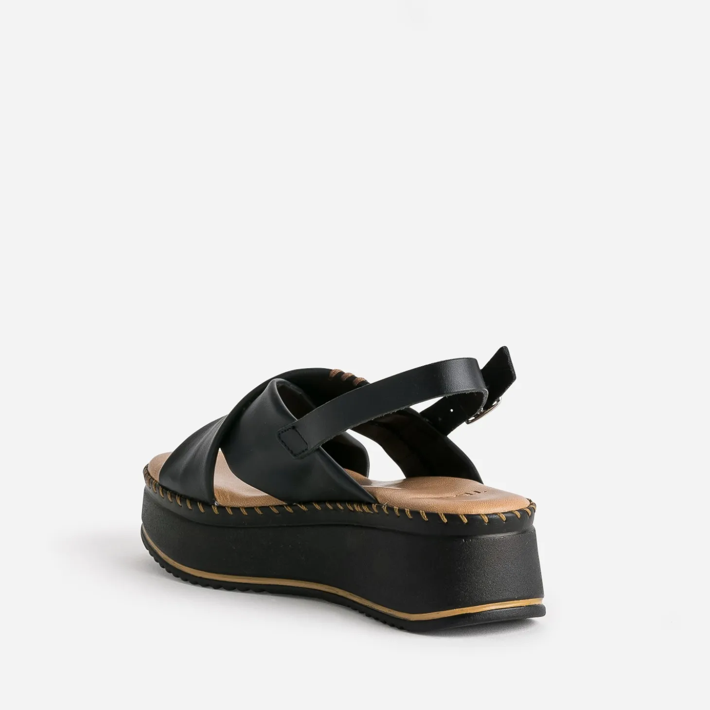 Sandale plateforme TEXTO noire cuir
