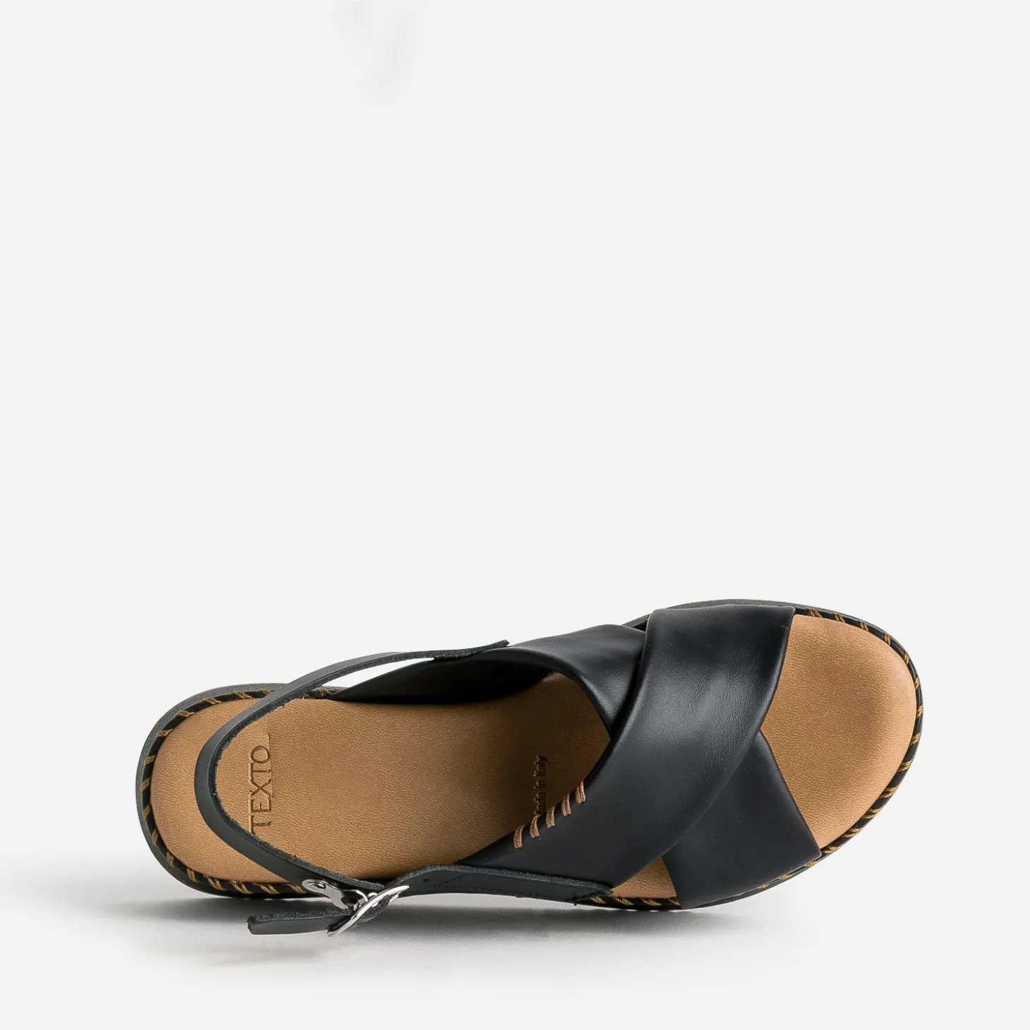 Sandale plateforme TEXTO noire cuir