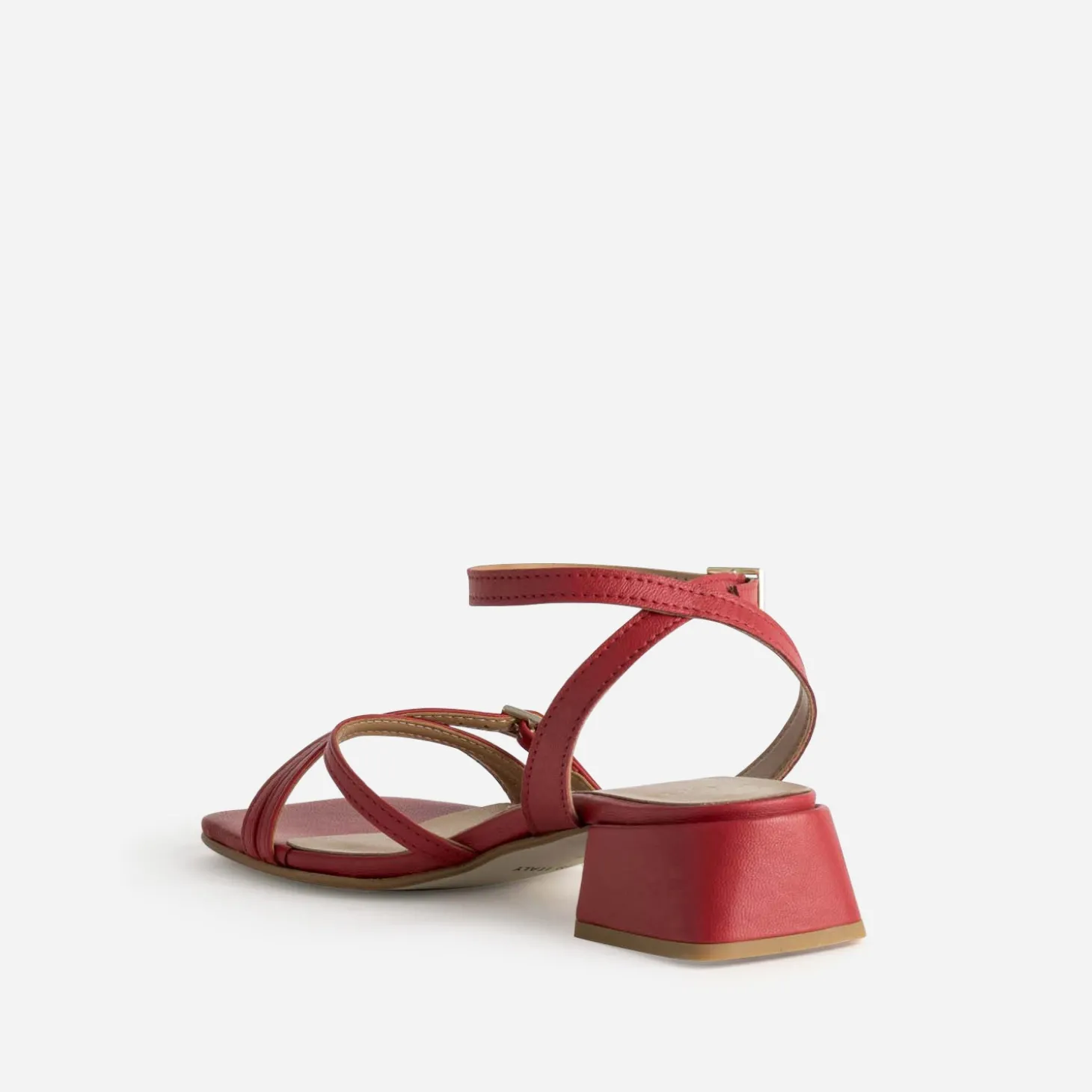 Sandale rouge cuir à talon graphique