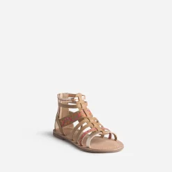 Sandale spartiate BUGGY beige broderies raphia