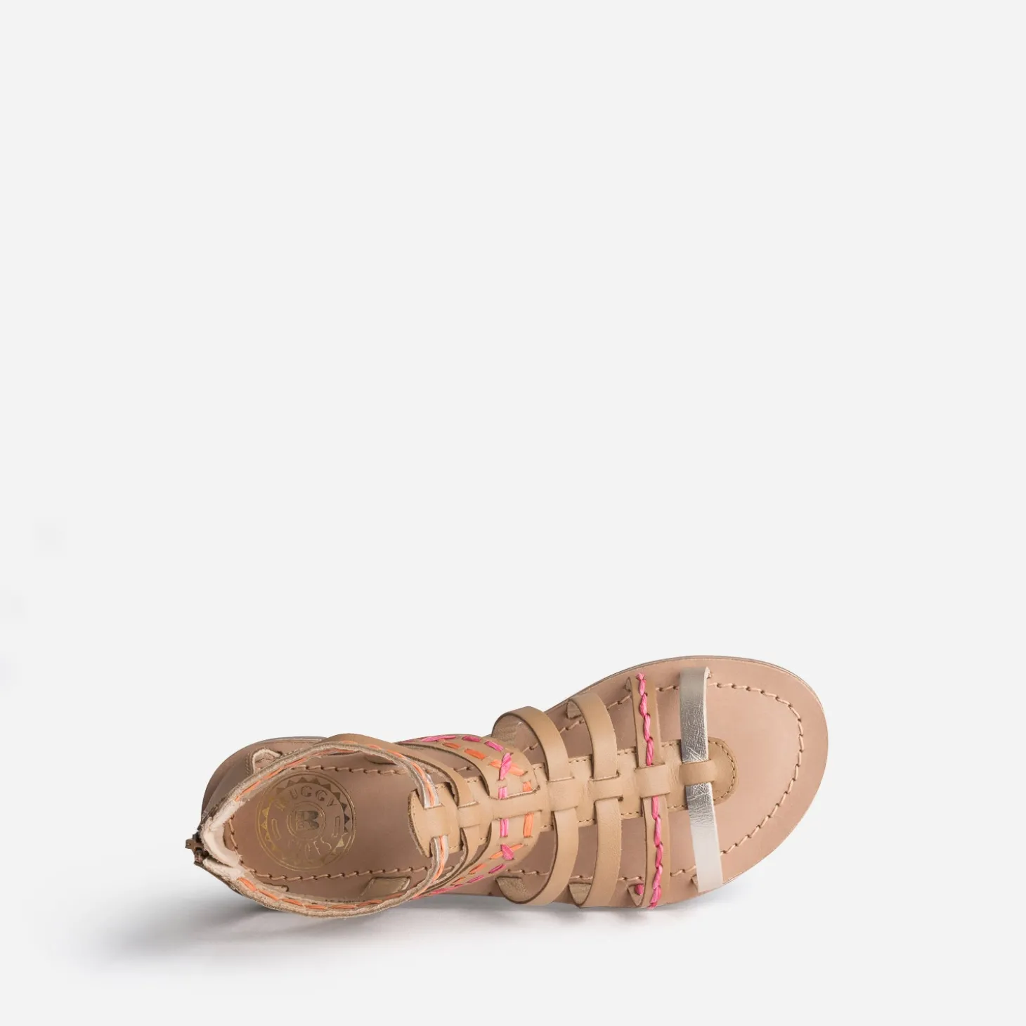 Sandale spartiate BUGGY beige broderies raphia