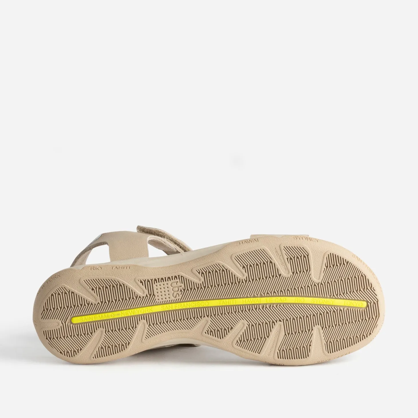 Sandale TBS beige cuir à scratchs