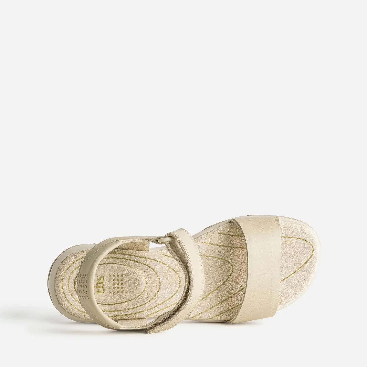 Sandale TBS beige en cuir à scratch