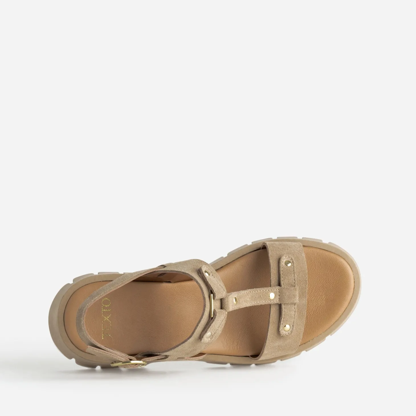 Sandale TEXTO beige cuir velours semelle crantée