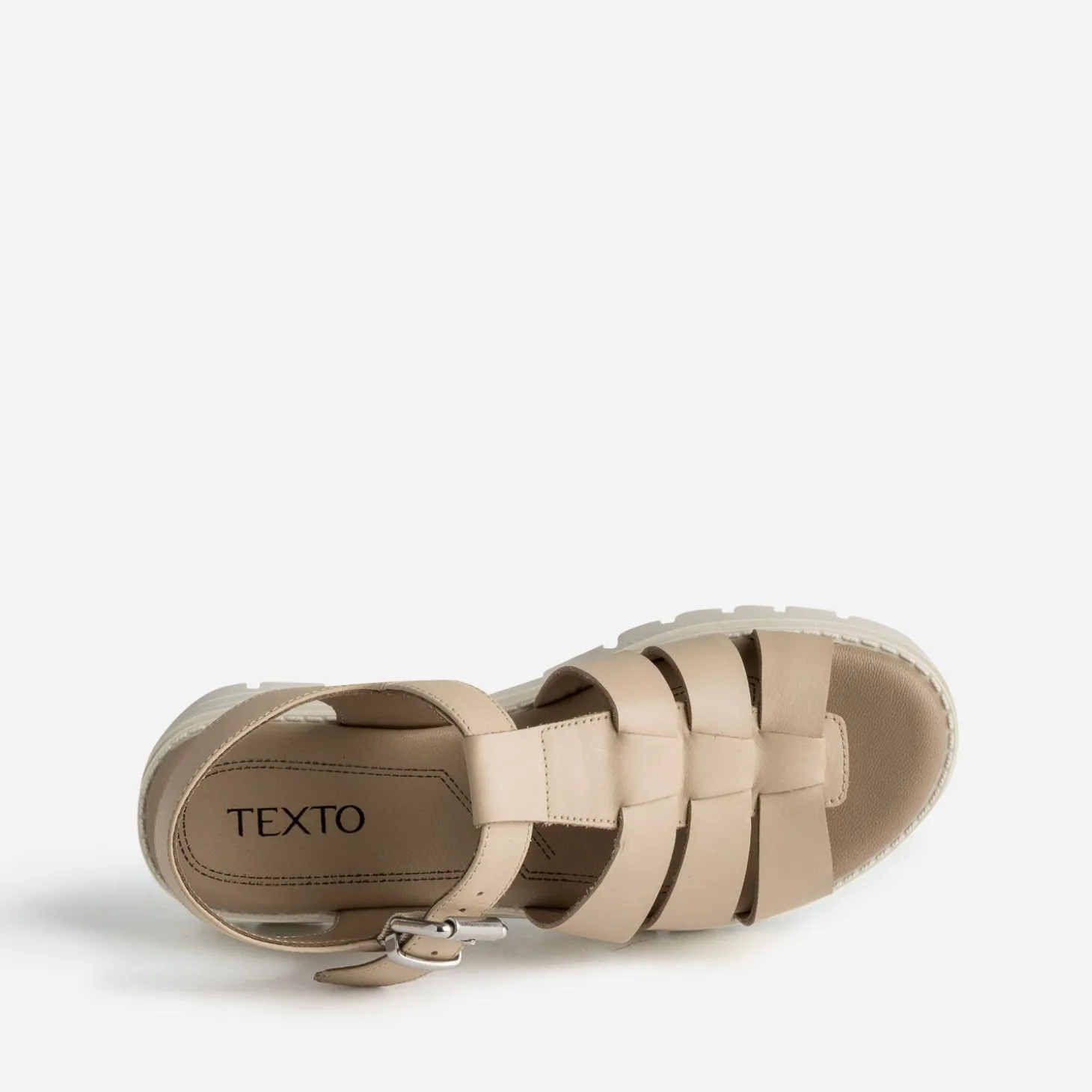 Sandale TEXTO beige en cuir à semelle crantée