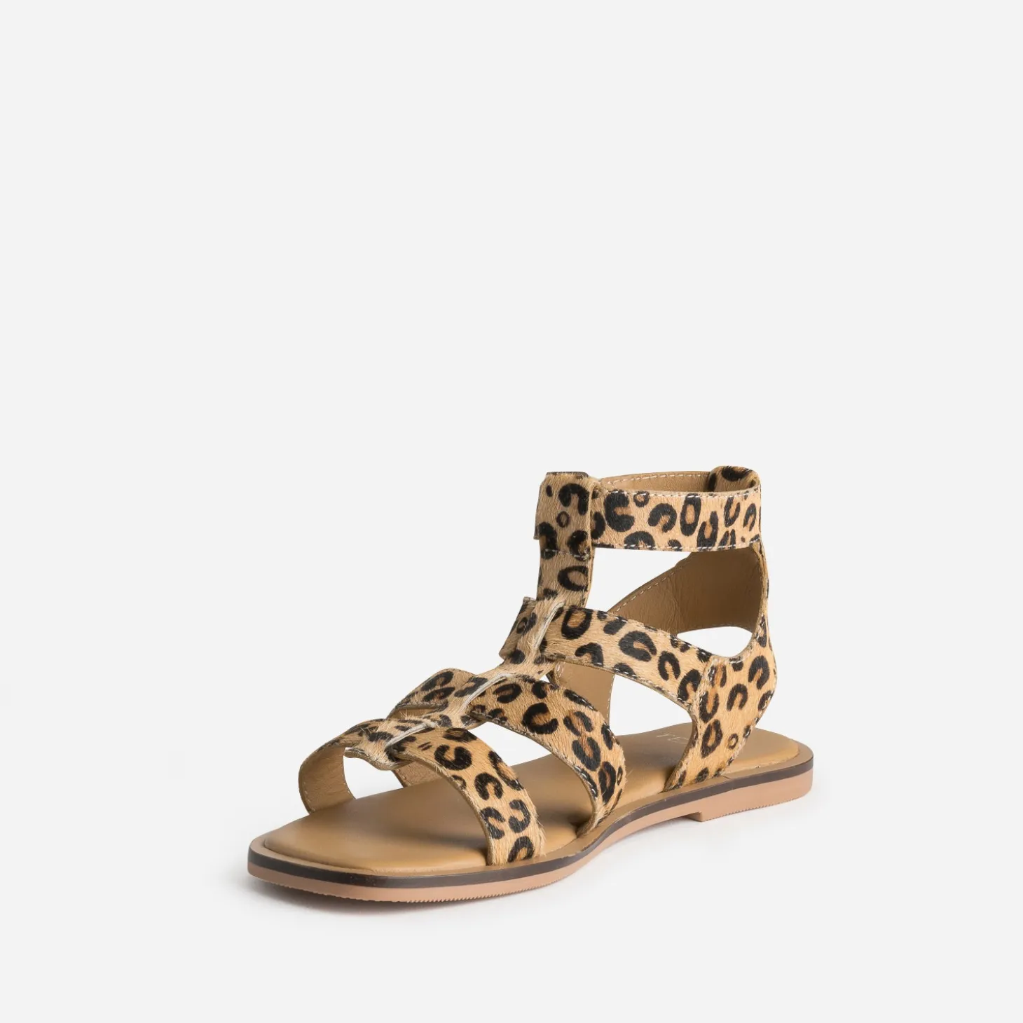Sandale TEXTO beige motif léopard cuir éco-conçu