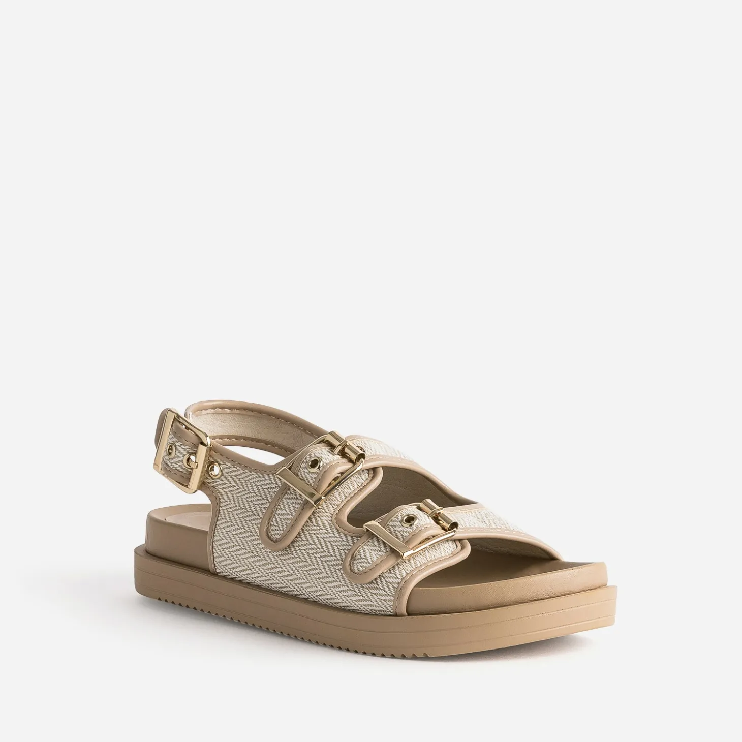 Sandale TEXTO beige motif chevrons