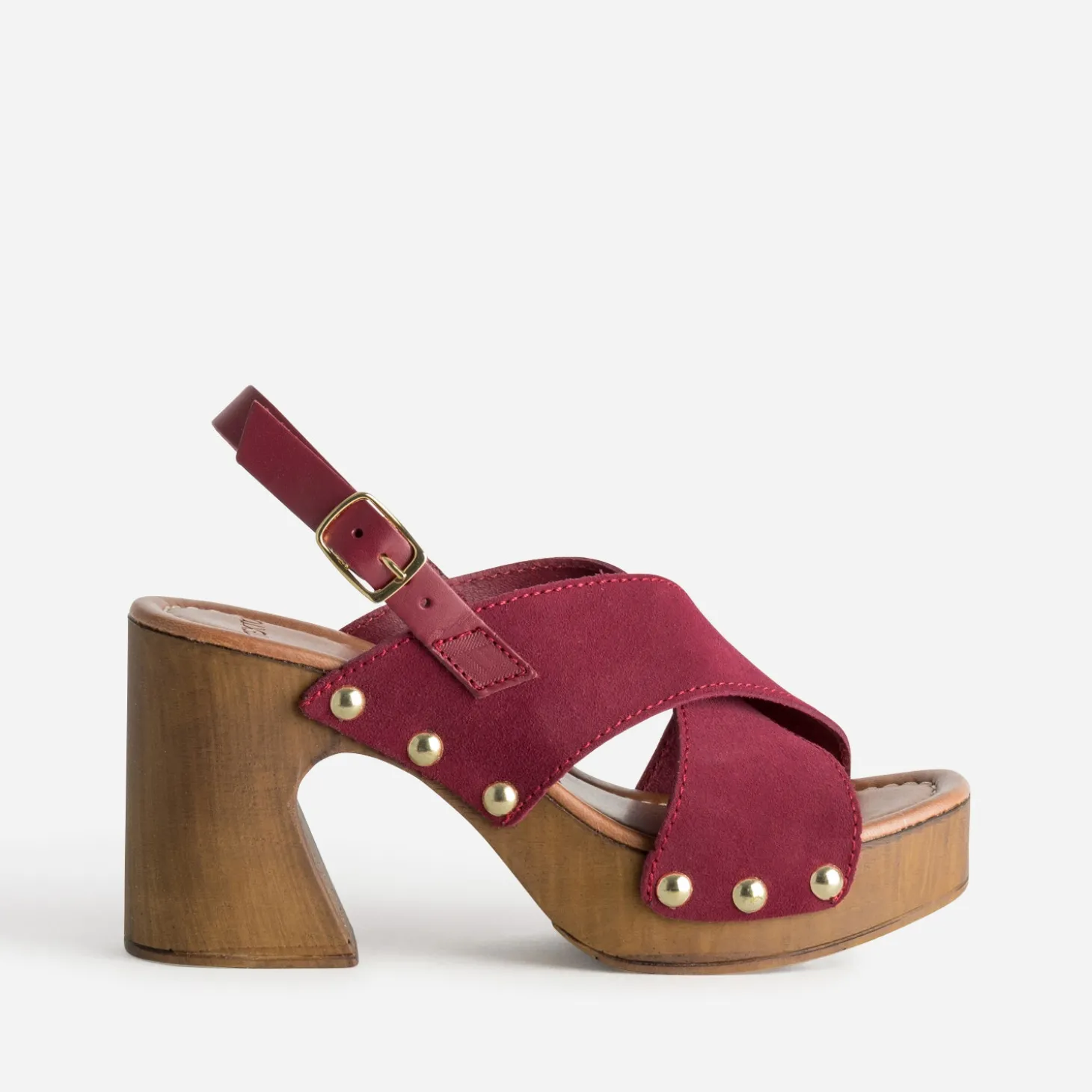 Sandale TEXTO bordeaux cuir velours