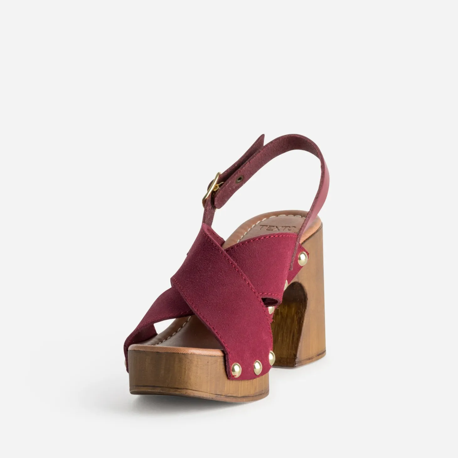 Sandale TEXTO bordeaux cuir velours