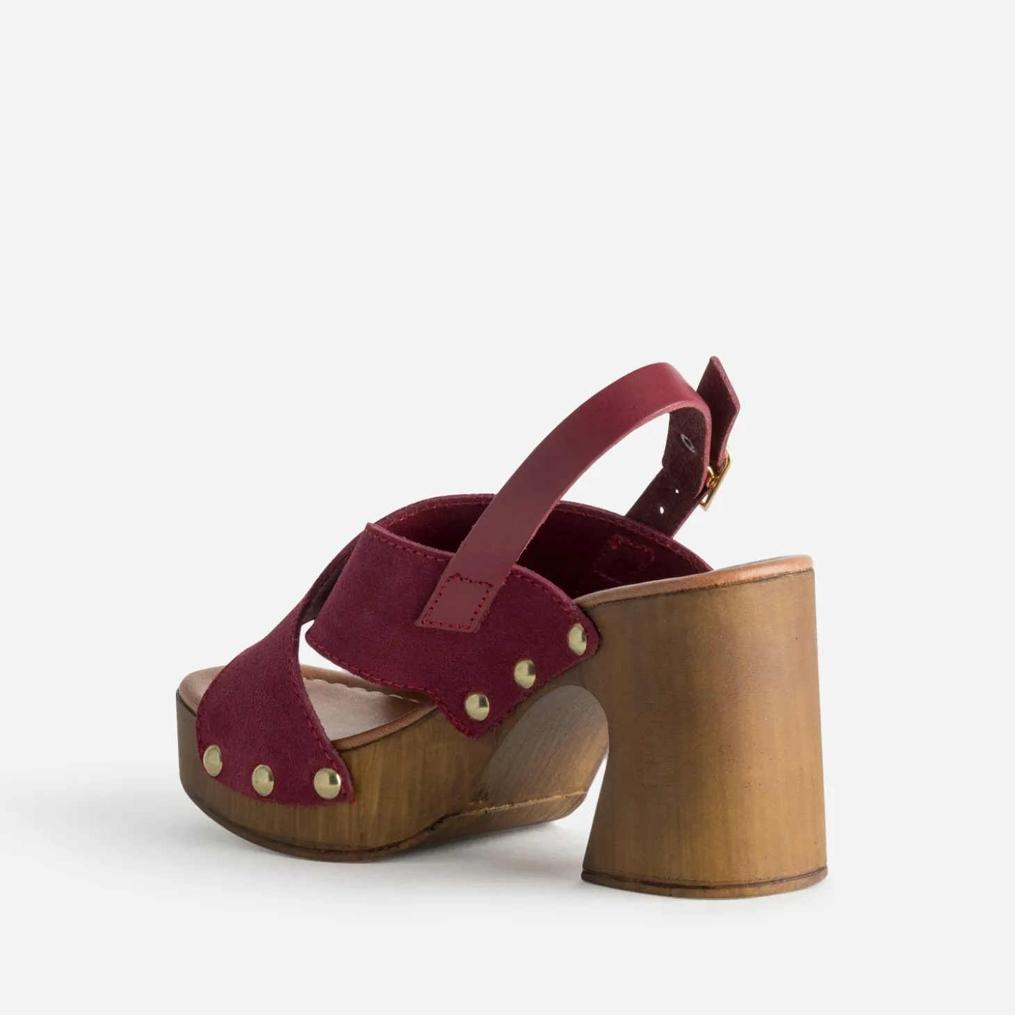 Sandale TEXTO bordeaux cuir velours