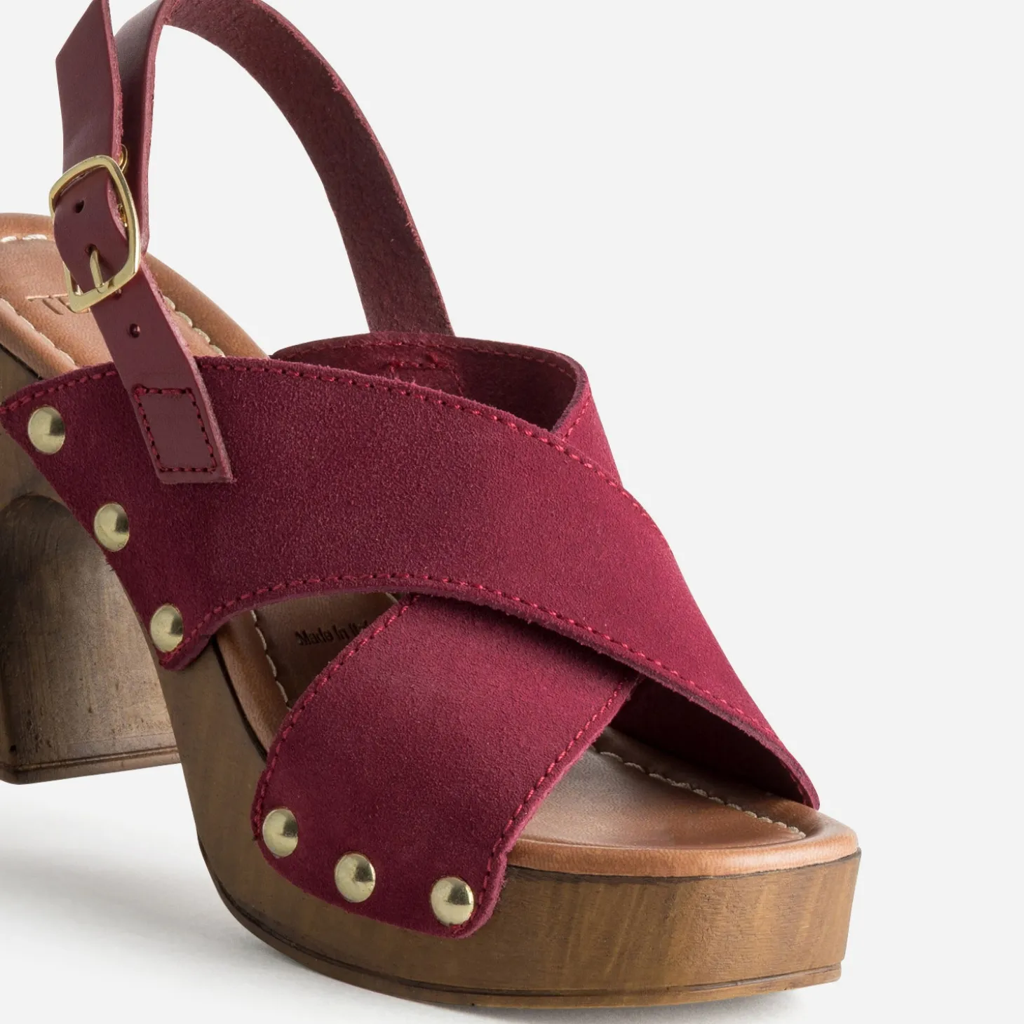 Sandale TEXTO bordeaux cuir velours