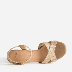 Sandale TEXTO camel et beige tressée