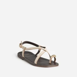 Sandale TEXTO écrue cuir décor bijou