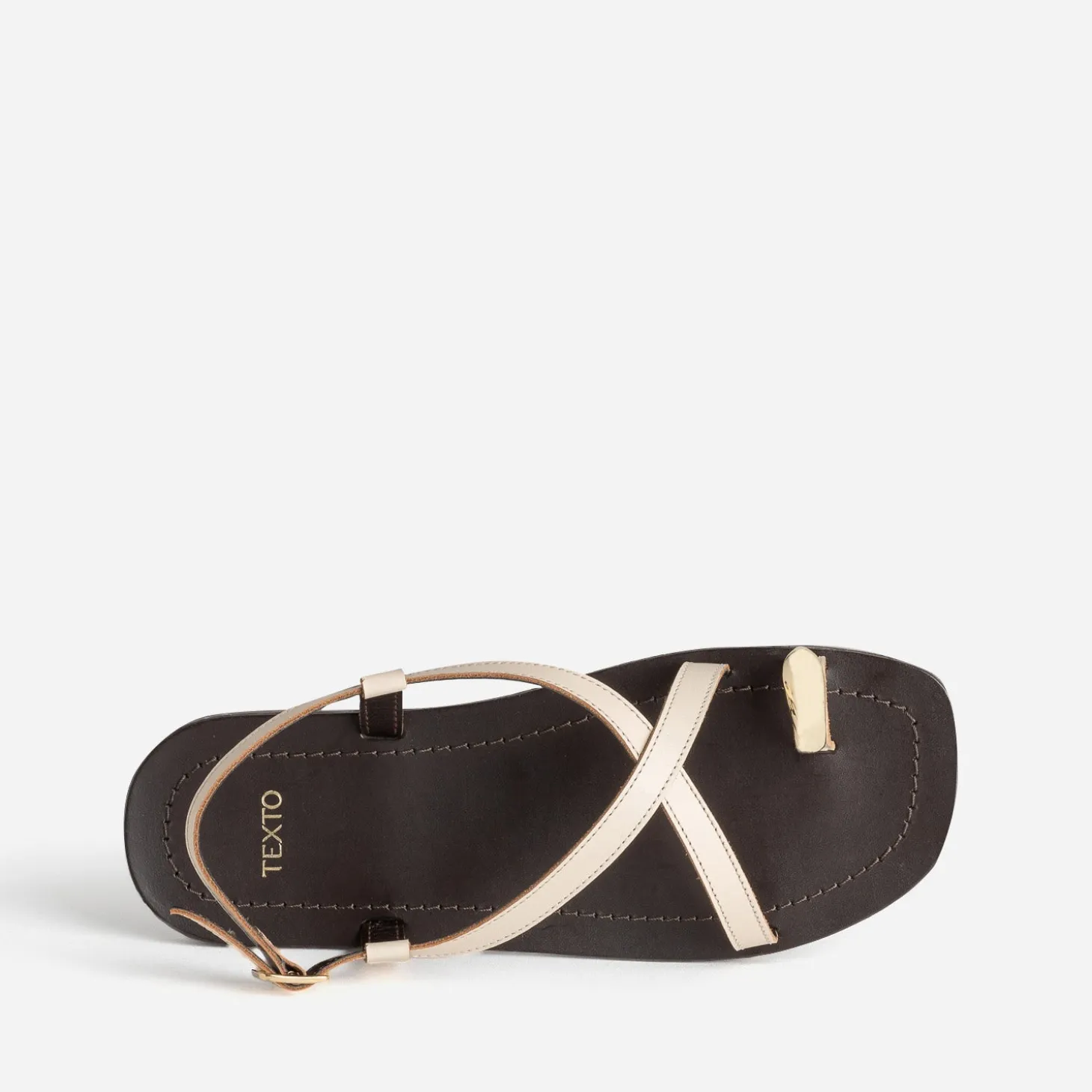 Sandale TEXTO écrue cuir décor bijou