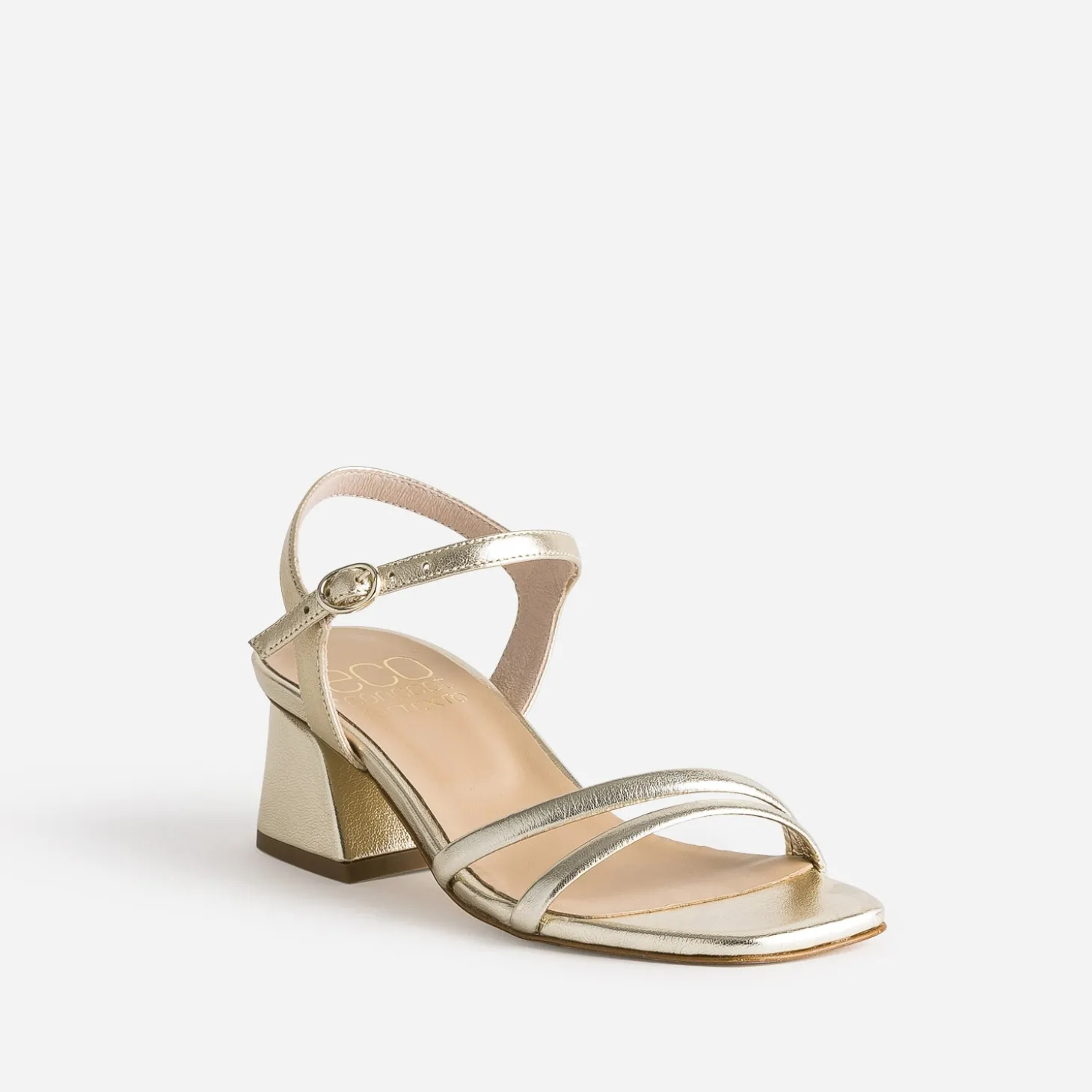 Sandale TEXTO dorée éco-conçue en cuir