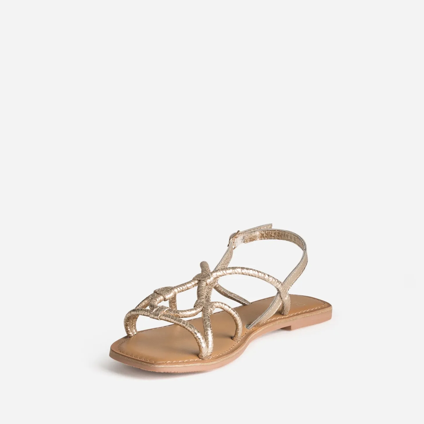 Sandale TEXTO dorée cuir froissé