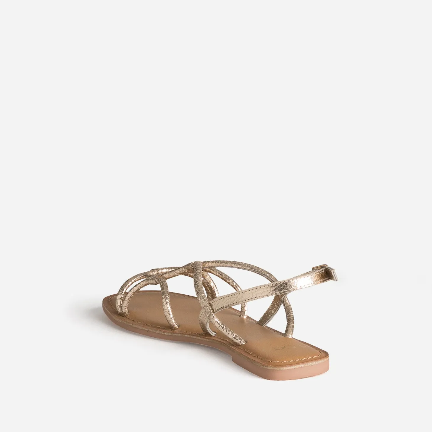 Sandale TEXTO dorée cuir froissé