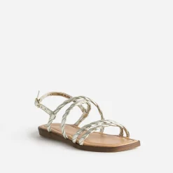 Sandale TEXTO dorée en cuir brides entrelacées