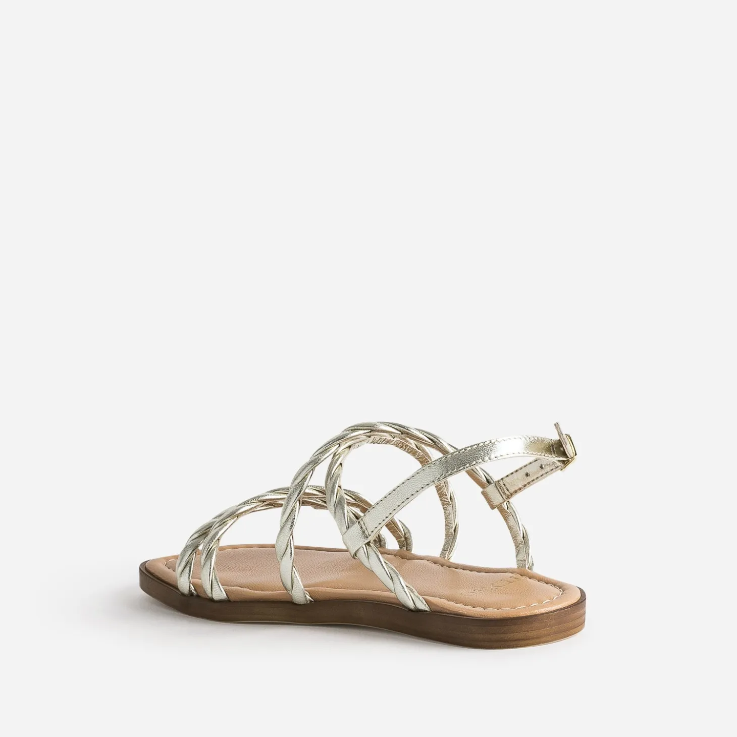 Sandale TEXTO dorée en cuir brides entrelacées