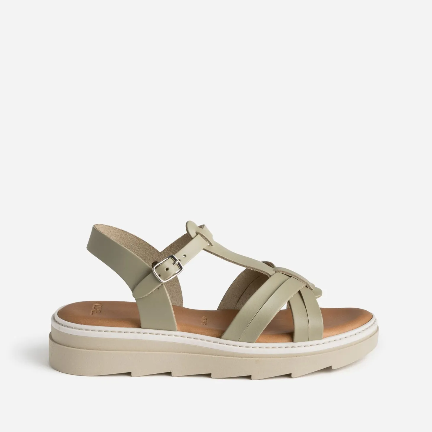 Sandale TEXTO kaki clair en cuir