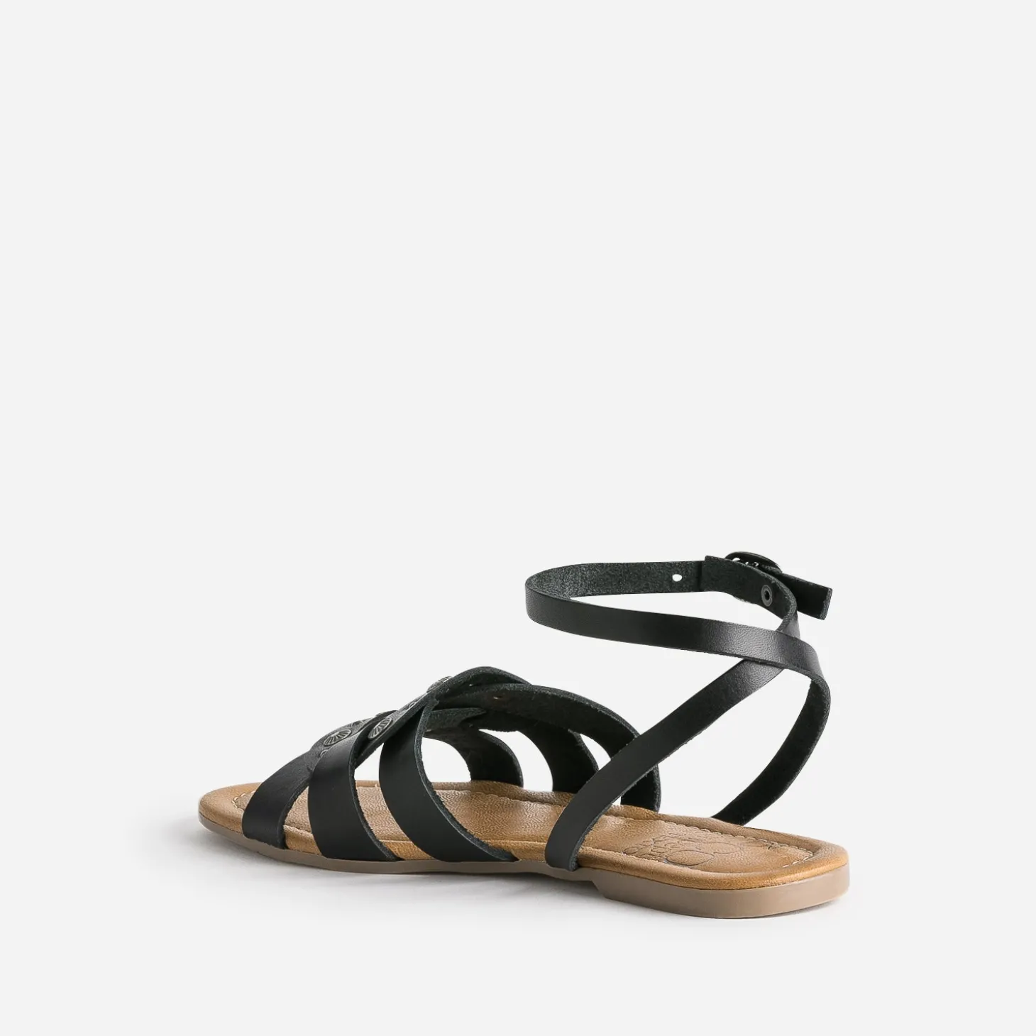Sandale TEXTO noire éco-conçue en cuir