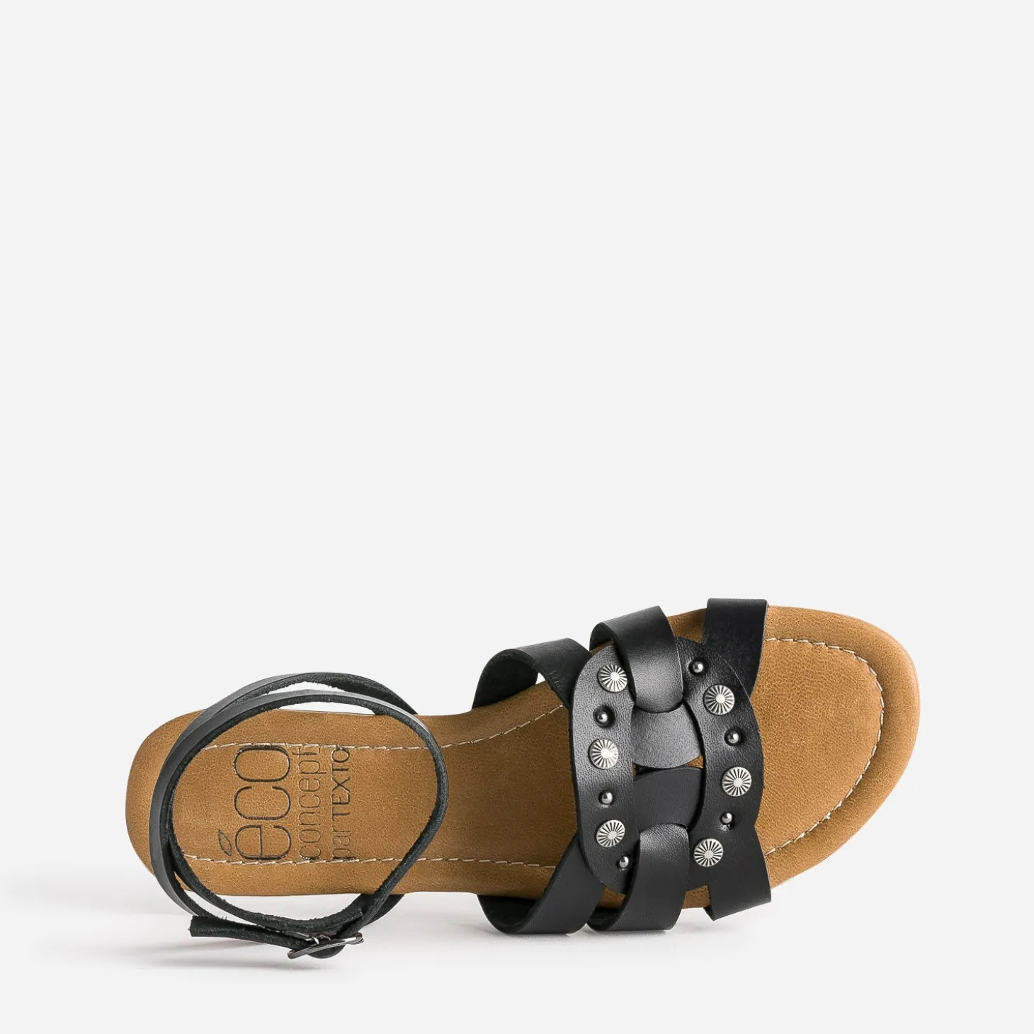 Sandale TEXTO noire éco-conçue en cuir